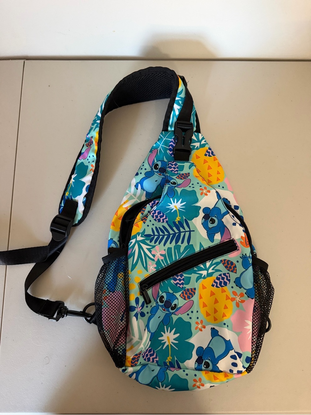 Stitch Blue Tropical Print Crossbody Sling Bag